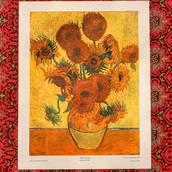 Vintage Art 28x22 Lithograph Vincent Van Gogh Vintage 96s